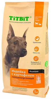 Tit Bit беззерновой для взрослых собак всех пород с индейкой и картофелем (13 кг)