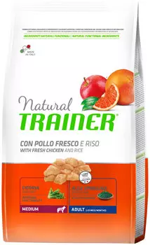 Trainer Natural Medium Adult Chicken &amp; Rice для взрослых собак средних пород с курицей и рисом (12 + 12 кг)