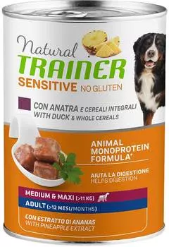 Trainer Natural Sensitive No Gluten Medium &amp; Maxi Adult Duck безглютеновые для взрослых собак средних и крупных пород с уткой (400 гр х 12 шт)
