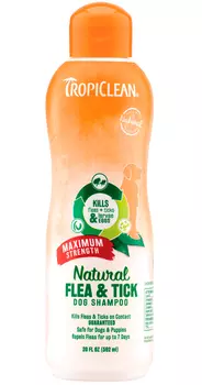 Tropiclean Maximum Strength Shampoo Flea &amp; Tick шампунь для собак от блох и клещей Максимальная защита (592 мл)