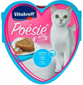 Vitakraft Poesie для взрослых кошек с лососем и шпинатом в желе (85 гр)