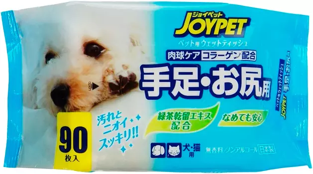Влажные салфетки для базового ухода для собак и кошек Premium Pet Japan для ухода за лапами и областью под хвостом 90 шт (1 уп)