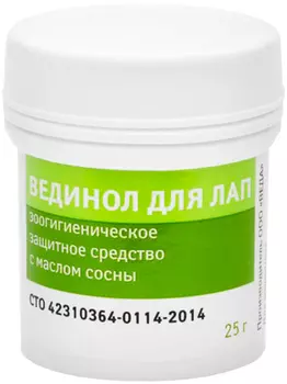 вединол бальзам для ухода за лапами собак и кошек с маслом сосны Veda (25 гр)