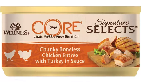 Wellness Core Cat Signature Selects для взрослых кошек с кусочками куриного филе и индейки в соусе (79 гр х 24 шт)