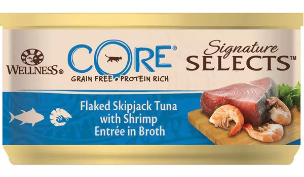Wellness Core Cat Signature Selects для взрослых кошек с рубленным тунцом и креветками в бульоне (79 гр х 24 шт)