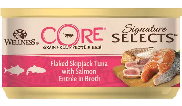 Wellness Core Cat Signature Selects для взрослых кошек с рубленным тунцом и лососем в бульоне (79 гр х 24 шт)