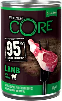 Wellness Core Dog беззерновые для взрослых собак с ягненком и тыквой (400 гр х 6 шт)