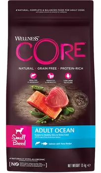 Wellness Core Ocean Dog Adult Small Breed беззерновой для взрослых собак маленьких пород с лососем (1,5 кг)