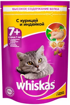 Whiskas 7+ для пожилых кошек старше 7 лет с курицей и индейкой (0,35 кг)