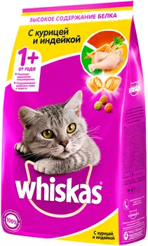 Whiskas аппетитное ассорти для взрослых кошек с курицей и индейкой с нежным паштетом (13,8 кг)