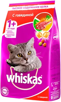 Whiskas аппетитный обед для взрослых кошек c говядиной с нежным паштетом (0,8 кг)