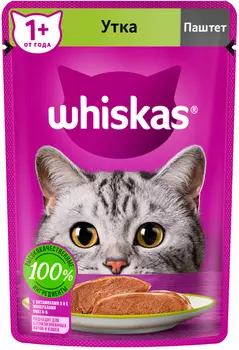 Whiskas для взрослых кошек паштет с уткой (75 гр х 24 шт)