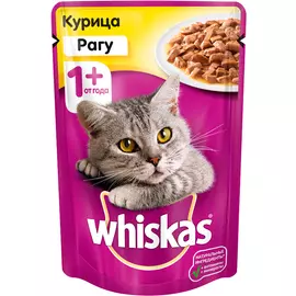 Whiskas для взрослых кошек рагу с курицей (85 гр)