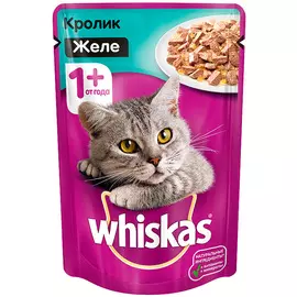 Whiskas для взрослых кошек с кроликом в желе (85 гр)