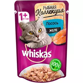 Whiskas рыбная коллекция для взрослых кошек с лососем в желе (85 гр)