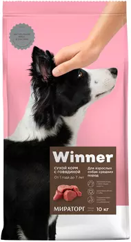 Winner для взрослых собак средних пород с говядиной (10 + 10 кг)