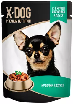 X-dog для взрослых собак с курицей и кроликом в соусе (85 гр х 24 шт)