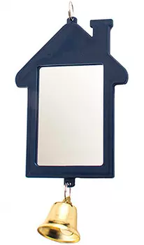 Зеркало для птиц Дарэлл Избушка с колокольчиком 5 х 7 см (1 шт)