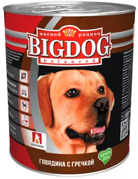 зоогурман Big Dog для взрослых собак с говядиной и гречкой (850 гр)