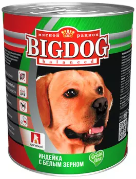 зоогурман Big Dog для взрослых собак с индейкой и белым зерном (850 гр)
