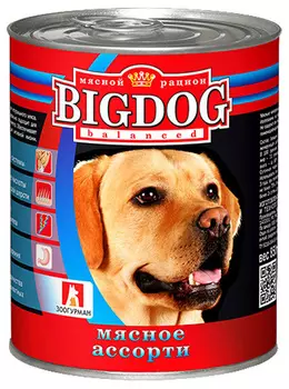 зоогурман Big Dog для взрослых собак с мясным ассорти (850 гр)