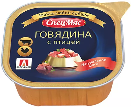 зоогурман спецмяс для взрослых собак с говядиной и птицей (300 гр х 10 шт)