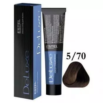 Estel De Luxe краска-уход для волос, 5/70 светлый шатен коричневый для седины, 60 мл
