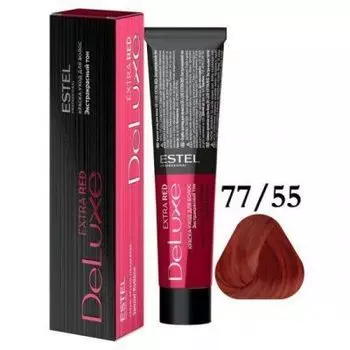 Estel De Luxe Extra Red краска-уход для волос, 77/55 русый красный интенсивный, 60 мл