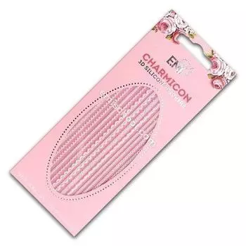 E.MI, Charmicon 3D Silicone Stickers, Наклейки для ногтей, "Кружева MIX", Белые №3