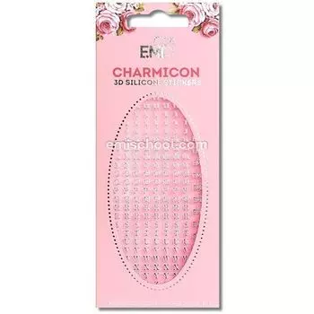 E.mi, charmicon 3d silicone stickers, наклейки для ногтей, "буквы" серебро