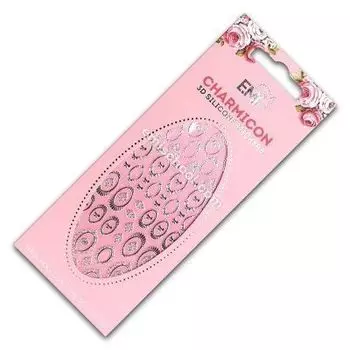 E.MI, Charmicon 3D Silicone Stickers, Наклейки для ногтей, "Рамочки серебро" №1