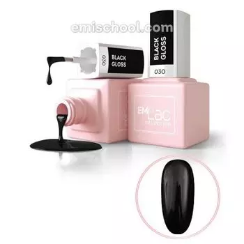 E.MiLac, Гель-лак, Черный глянец, №030, 9 мл