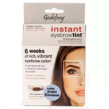 Godefroy Eyebrow Tint Medium Brown 10 Капсул Краска-Хна для бровей средне коричневая