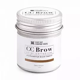 Lucas cosmetics, cc brow, хна для бровей, серо-коричневый, в баночке, 5 г