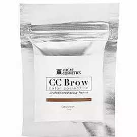 Lucas cosmetics, cc brow, хна для бровей, серо-коричневый, в саше, 10 г