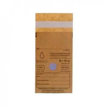 MAKnails, Крафт-пакеты для стерилизации инструментов, коричневые, 60х100 мм 100 шт.