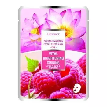 Маска тканевая на основе цветов лотоса и малины Deoproce Vital Brightening Shining Lotus Flower 20гр