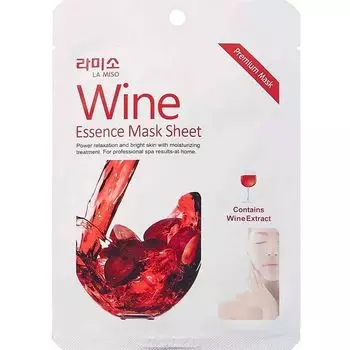 Маска тканевая с экстрактом Красного вина, La Miso Wine Essence Mask Sheet 21 г