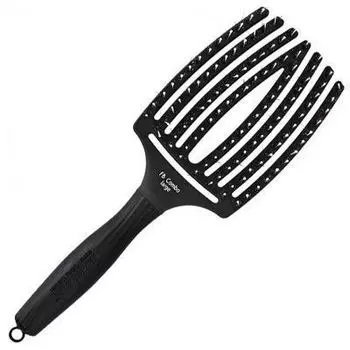 Olivia Garden Fingerbrush Combo black Large Щетка изогнутая продувная Черная .шифты+ натур.щетина