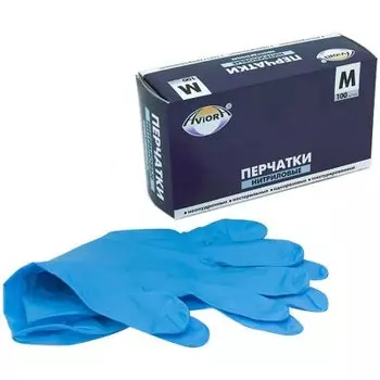 Перчатки Нитриловые Голубые, размер M 100шт AVIORA
