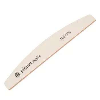 Planeta Nails, Пилка для ногтей широкая полукруглая, белая, "Mylar", 100/180