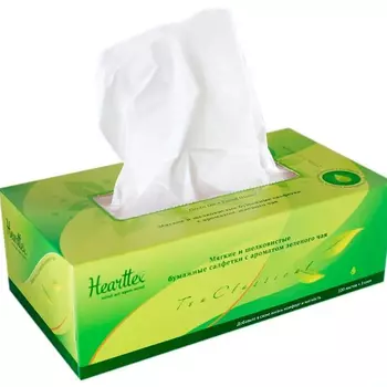 Салфетки бумажные с ароматом зеленого чая Hearttex (в коробке) 36короб