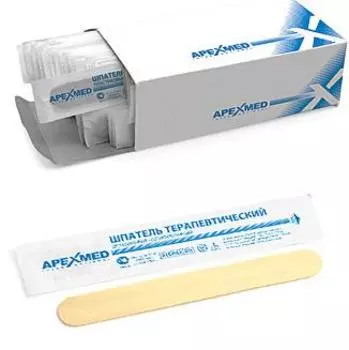 Шпатель деревянный Терапевтический Apexmed В инд. упаковке кор. 100шт.