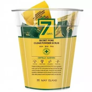 Скраб для лица кислотный очищающий - May Island Secret pore clear powder scrub 12шт* 5г