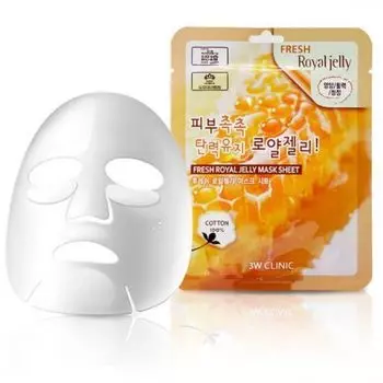 Тканевая маска для лица с маточным молочком, 3W CLINIC Fresh Royal Jelly Mask Sheet