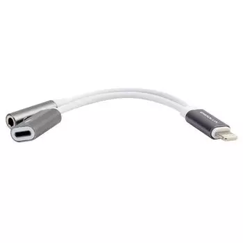 адаптер Lightning звук+зарядка 2 Lightning ERGOLUX ELX-CSA01-C01 белый