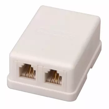 адаптер телефонный внешний REXANT 2 порта RJ-14 (6P4C) CAT 3 белый