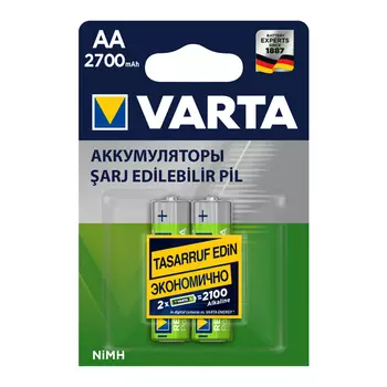 аккумуляторы VARTA, AA, 2700мАч, 2шт, блистер