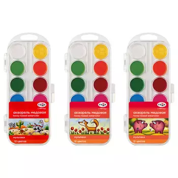 акварель Гамма Мультики NEW медовая 12 цветов