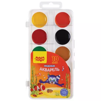 акварель МУЛЬТИ-ПУЛЬТИ Енот в Красном море 10 цв медовая без кисти пластик